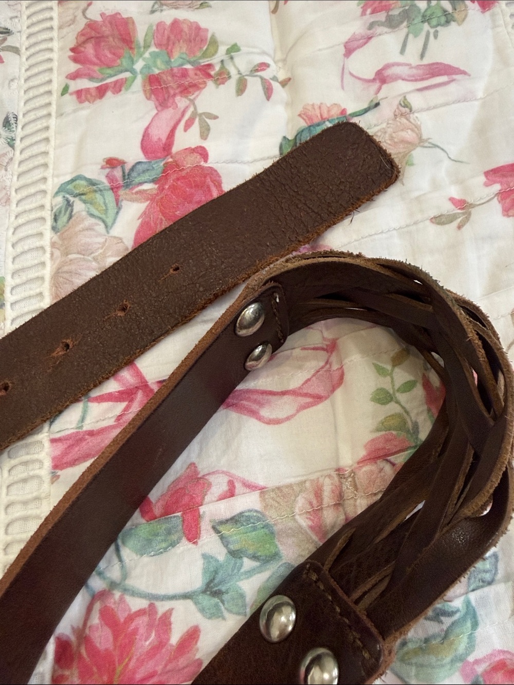 Braided Brown Leather Belt with Decorative Metal Buckle D&G 104cm vintage - Picture 4 of 7